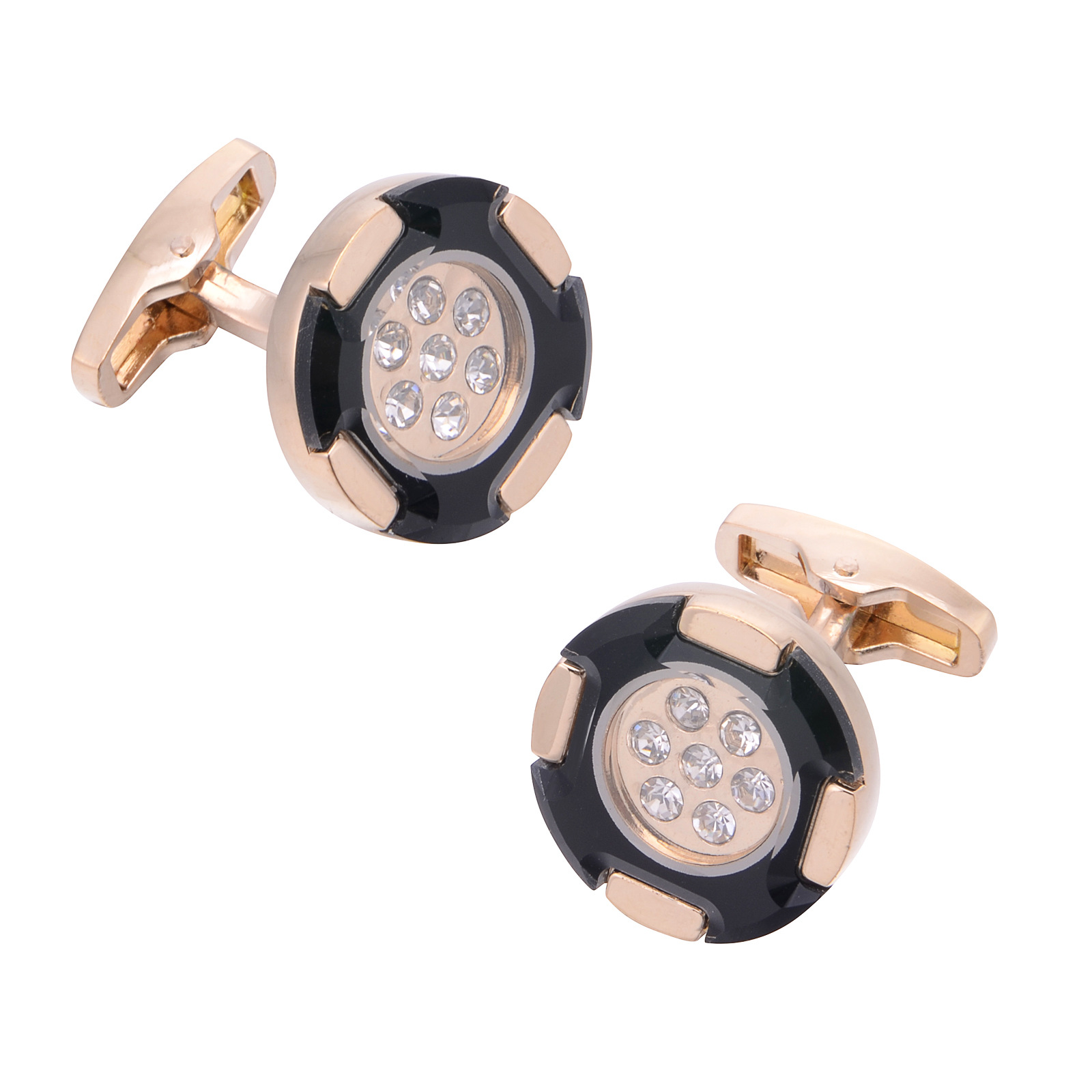 Two-Tone Crystal Shirt Cufflinks, picture 2 of 5