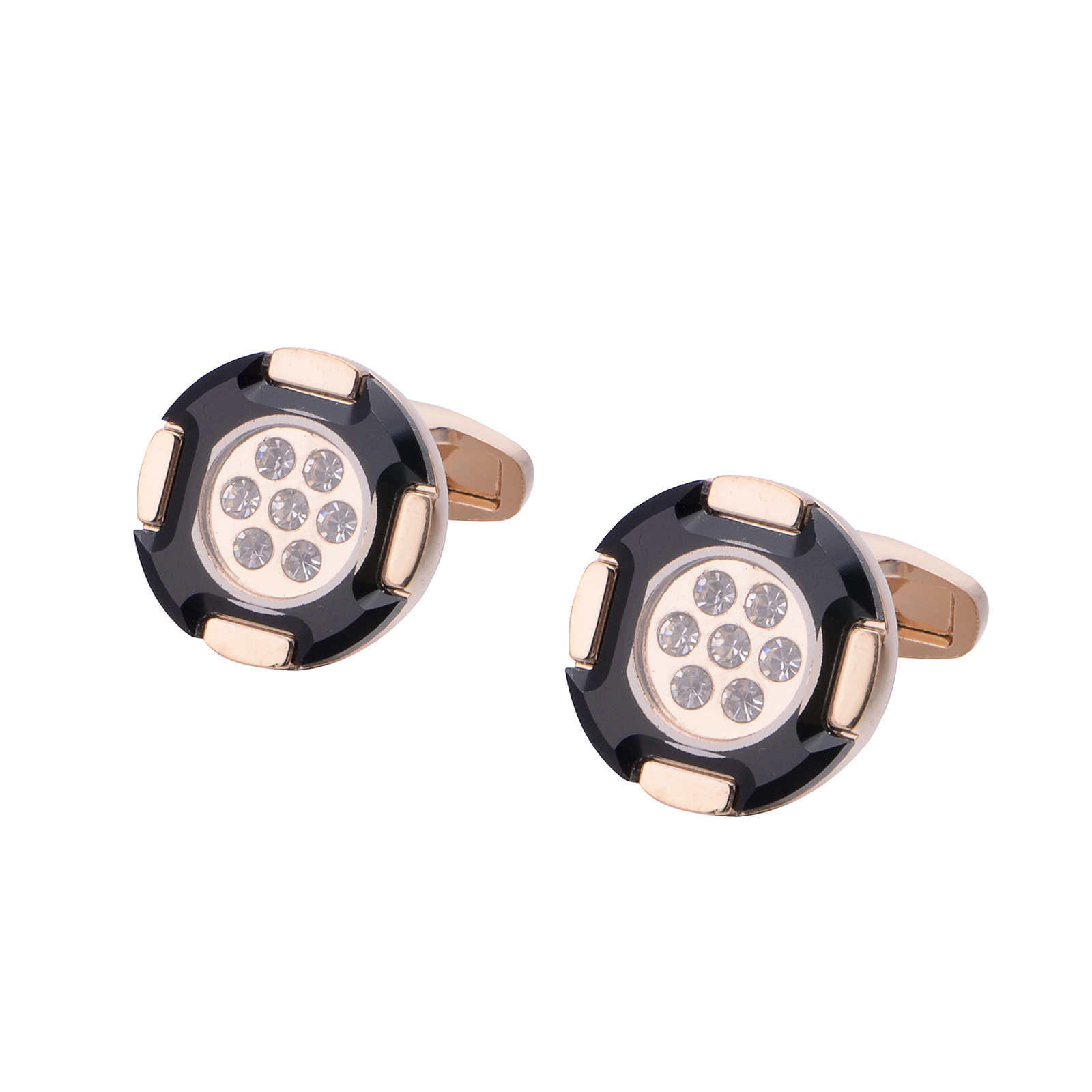 Two-Tone Crystal Shirt Cufflinks, picture 5 of 5