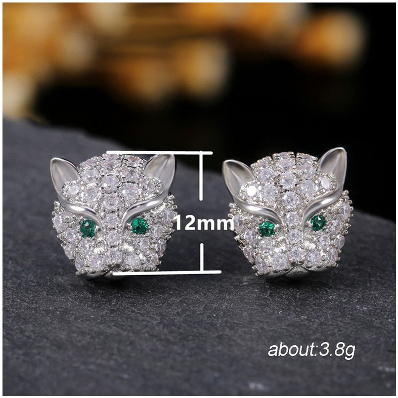 Diamonds Full Leopard-head Zircon Earrings