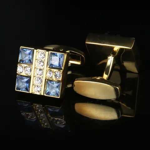 Business French Blue Crystal Shirt Cufflinks
