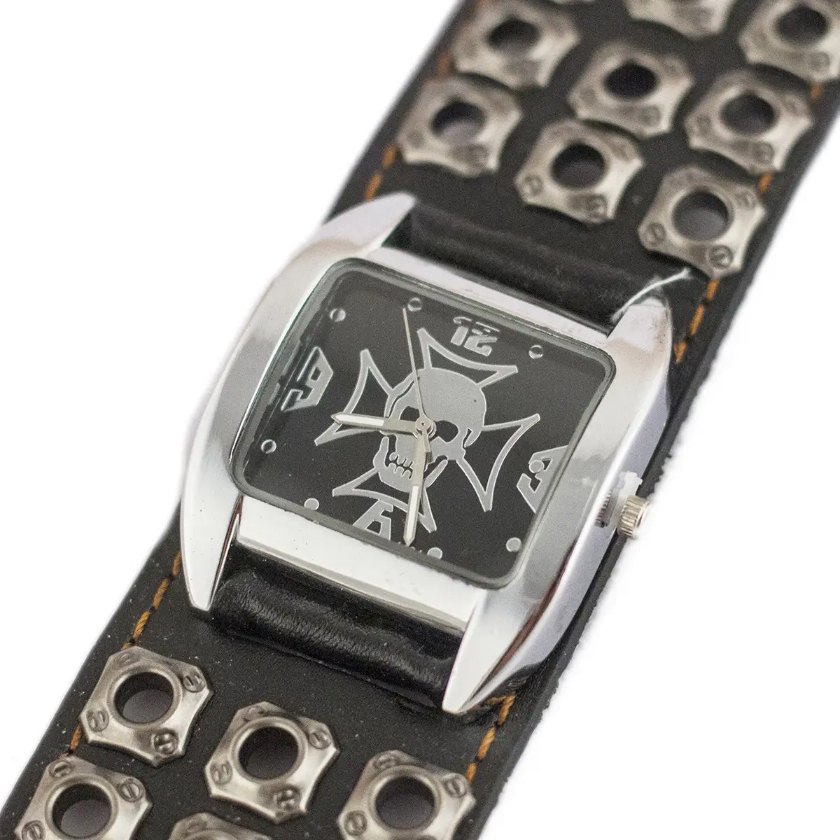 Men's Punk Silver Ghost Head Belt Watch