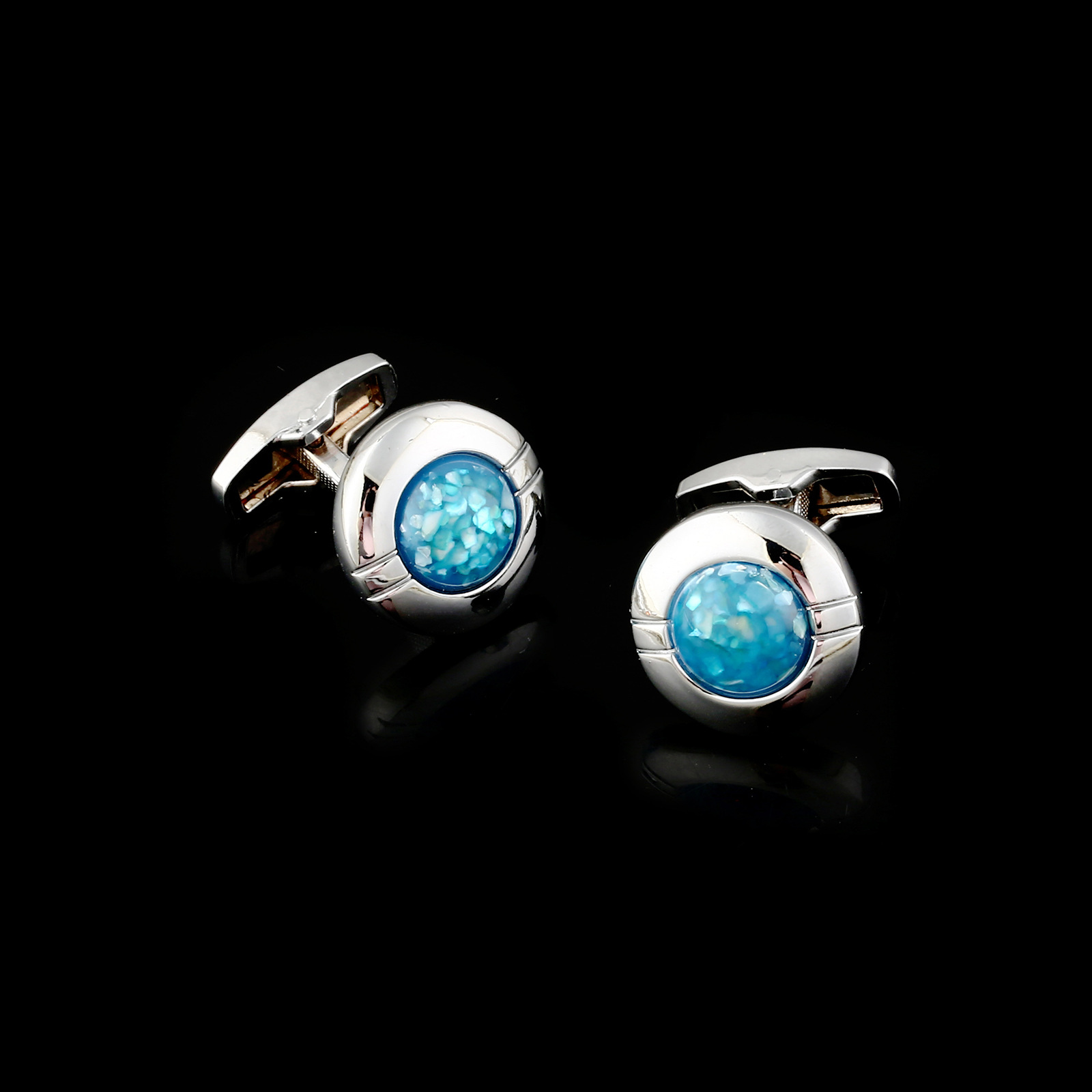 Round Crystal French Cufflinks, picture 3 of 4