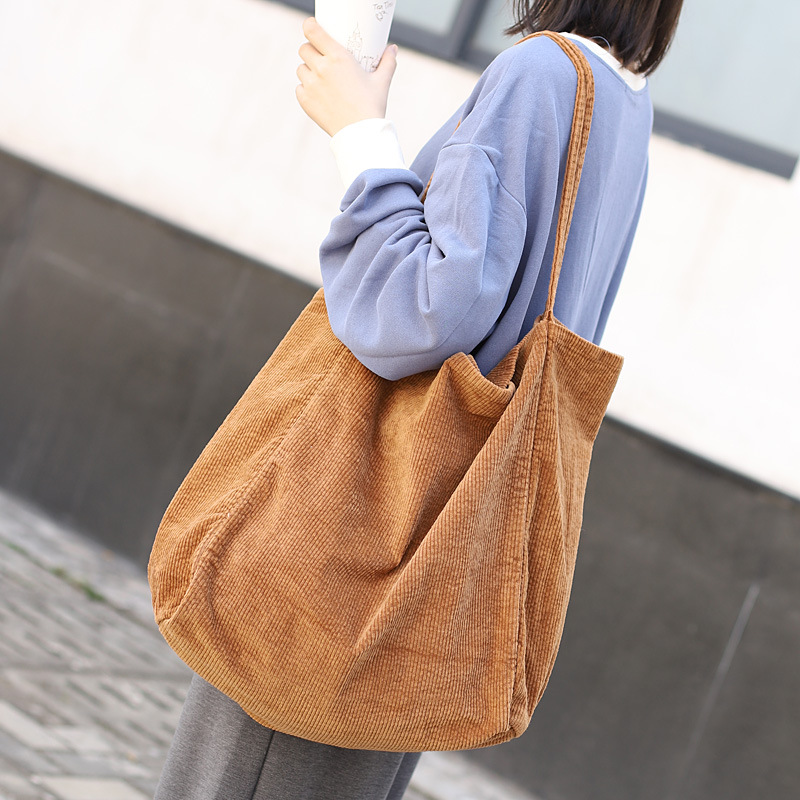 Large Capacity Shopping Bag Fashion Corduroy Canvas Handbag