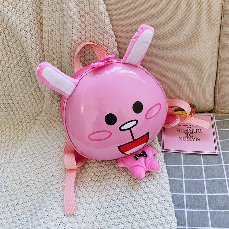 New Cartoon Cute Eggshell Bag Children's School Bag Animal in Pink