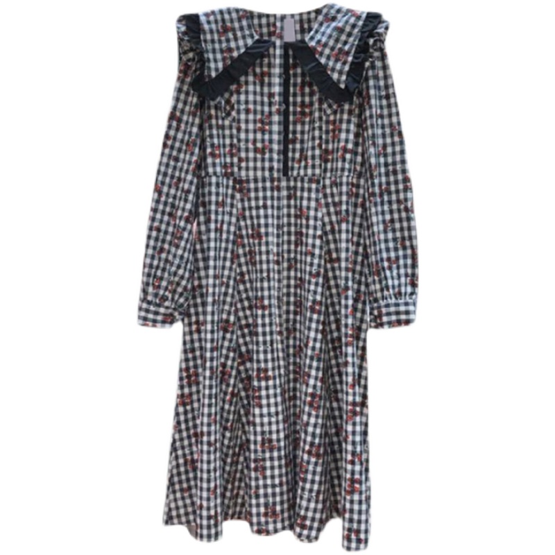 Plaid Doll-Collar Midi Dress, picture 3 of 5