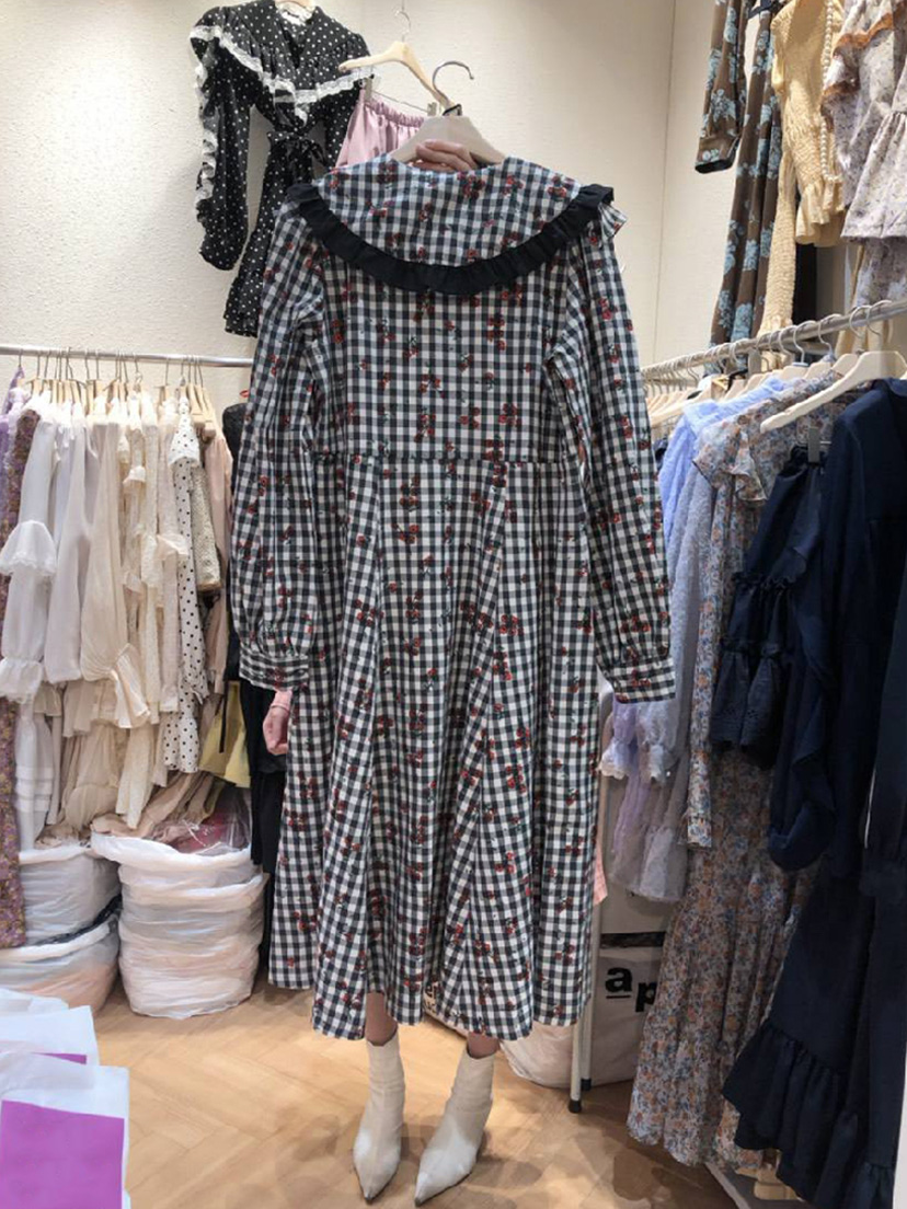 Plaid Doll-Collar Midi Dress, picture 2 of 5
