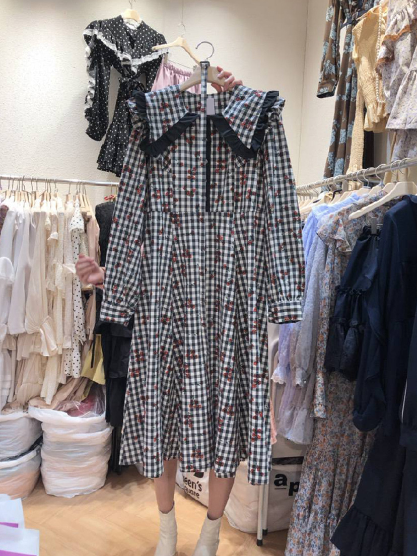 Plaid Doll-Collar Midi Dress