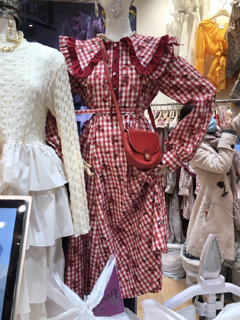 Plaid Doll-Collar Midi Dress, picture 4 of 5