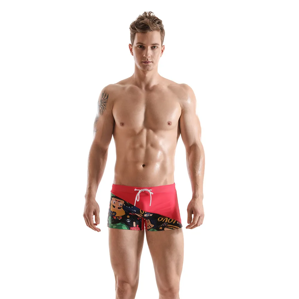 Men's Cartoon Print Color Matching Boxer Shorts - Pink