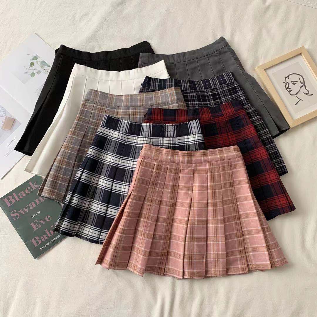 New Fashion Pleated Skirt Spring And Autumn Plaid Jk Short Skirt 
