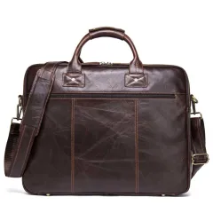 Casual Leather Business Briefcase Large Capacity Men's Shoulder Bag - Coffee - View 1