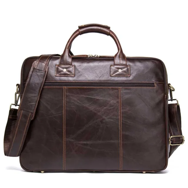 Casual Leather Business Briefcase Large Capacity Men's Shoulder Bag Coffee - Shop at LoveMi