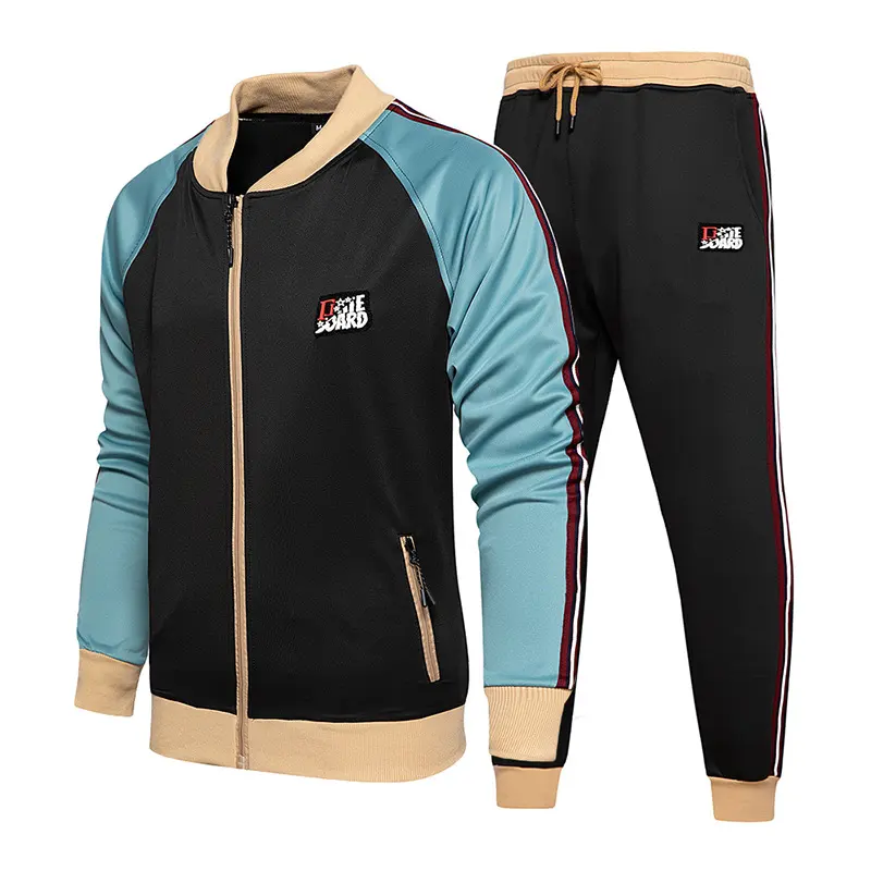 Two-piece Set of Male Tracksuit Sports Wear Fashion Colorblock