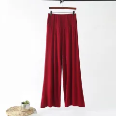 Modal High-Waist Wide-Leg Pants Loose Plus Size Throw Ppants - Red - View 1