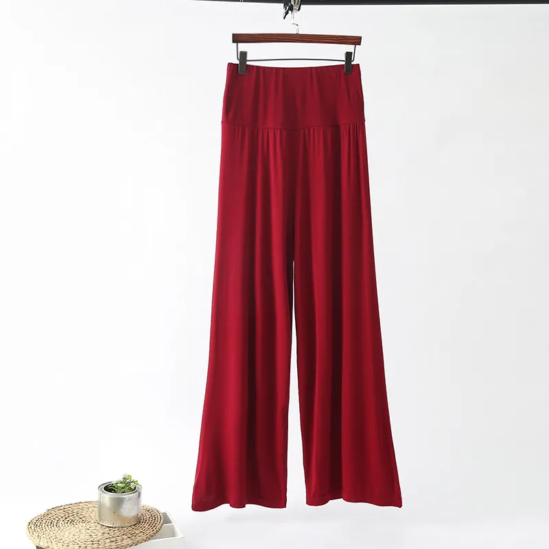 Modal High-Waist Wide-Leg Pants Loose Plus Size Throw Ppants - Red