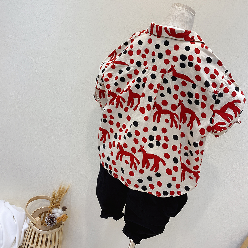 فستان ربيع للأطفال بياقة كورّية نقشات زهور