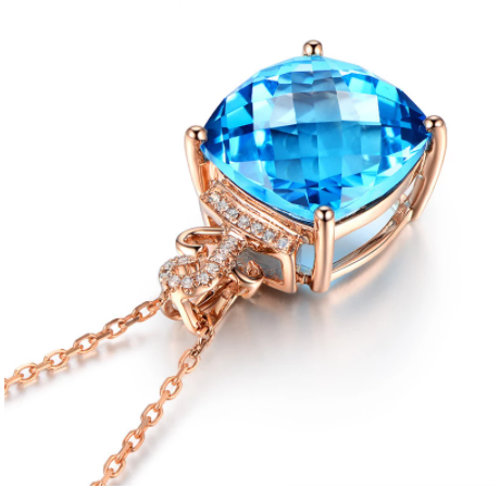 Natural Blue Diamond Topaz Heart Pendant