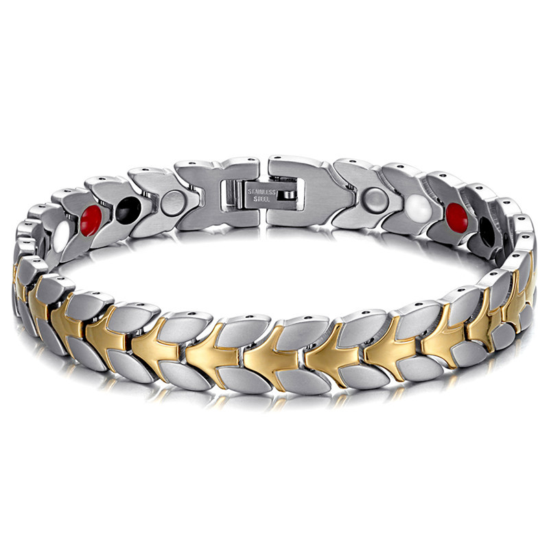 Stainless Steel Couple Bracelet Magnetic Germanium Anion Far Infrared Dour-In-One Bracelet
