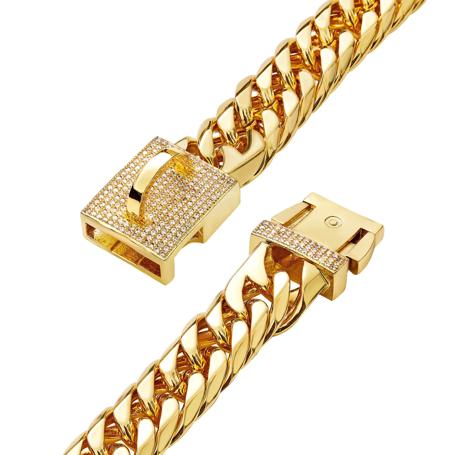 Stainless Steel Double Woven Chain Golden Dog Necklace