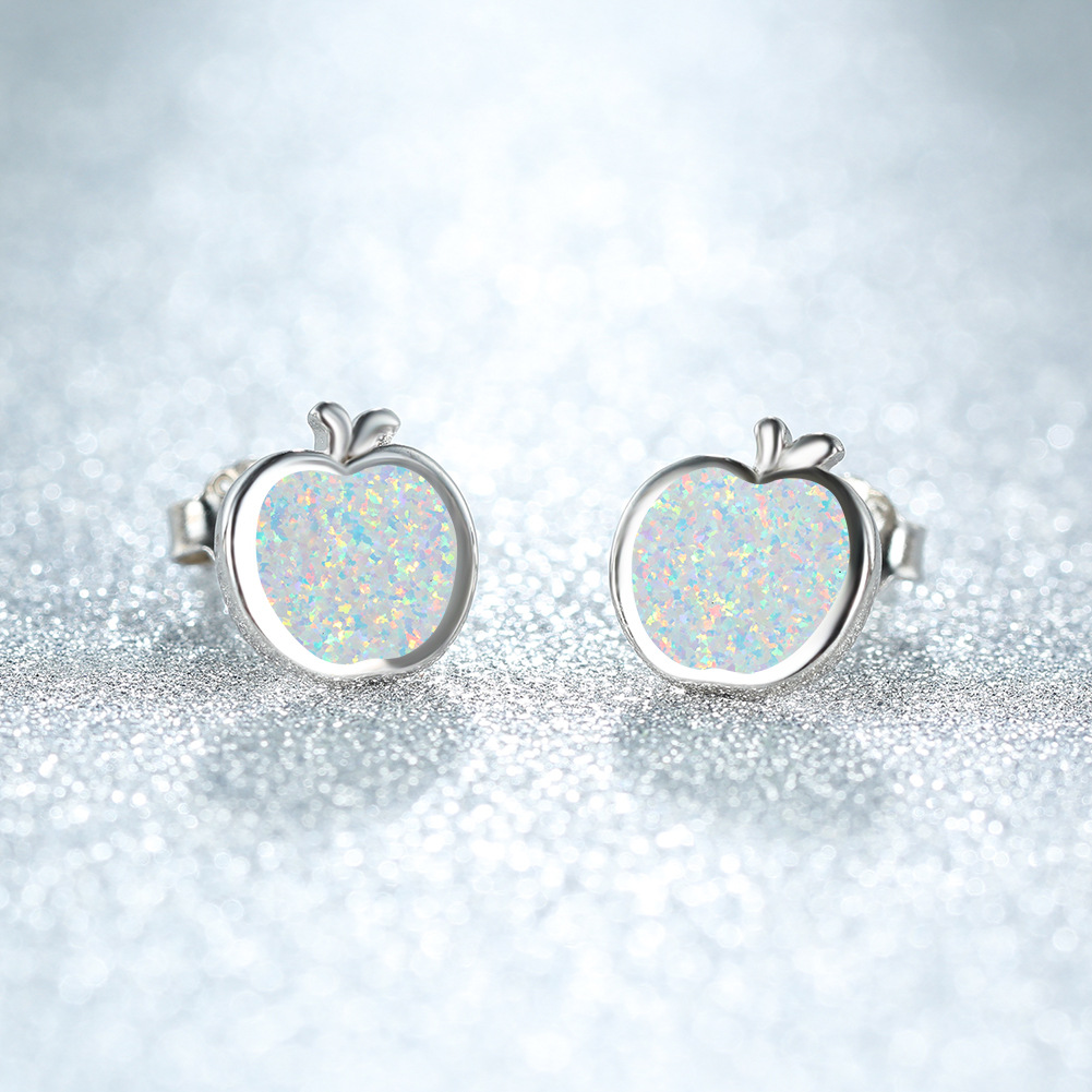 Opal Apple Stud Earrings European And American Style Fashion