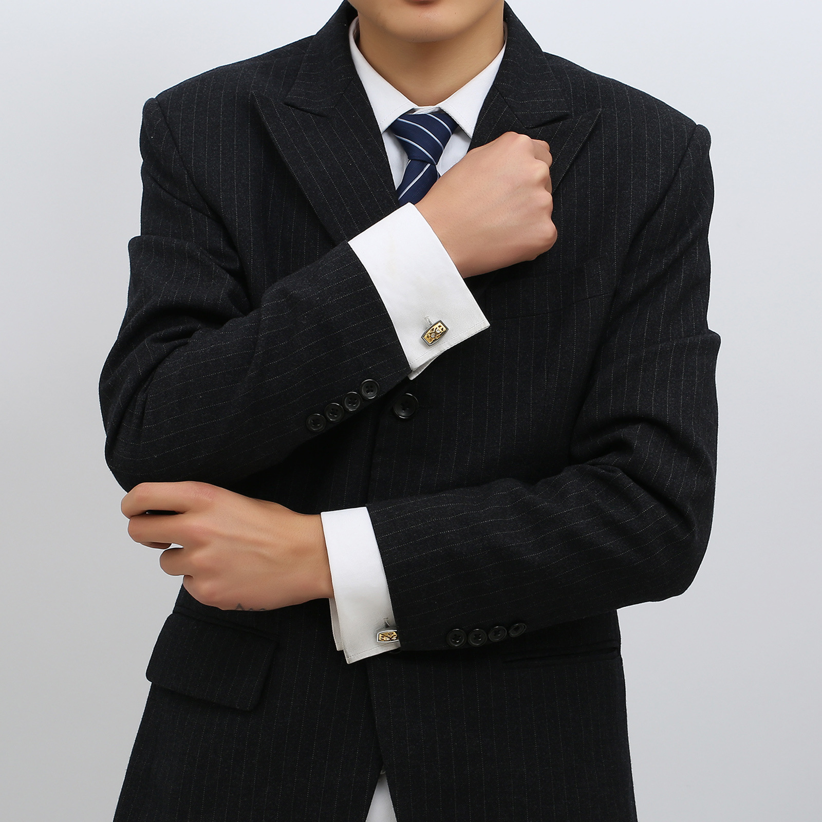 Gold-Tone Geometric Cufflinks, picture 3 of 4