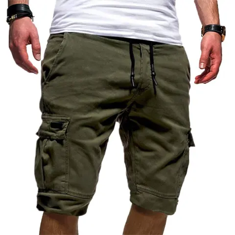 Men's Solid Color Sports Shorts Loose Tether Casual Five-Point