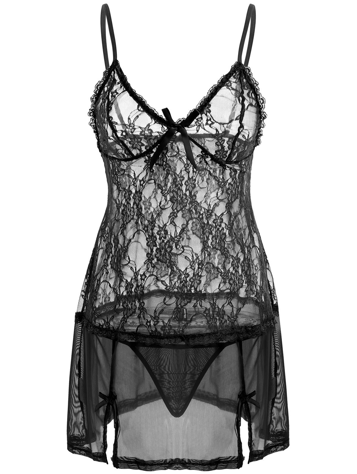 Sexy Pajamas Set Lace Suspenders Perspective Temptation Nightdress