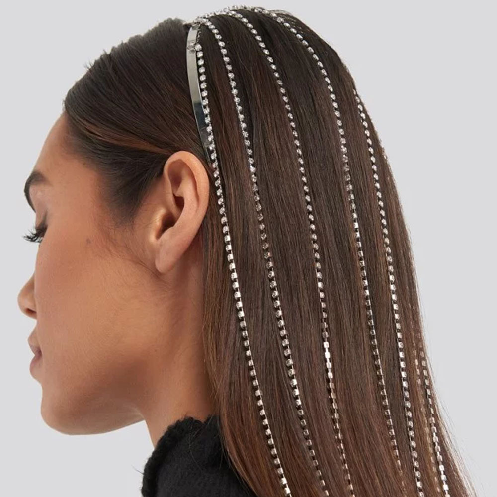 Fashion Tassel Headband Hair Hoop Rhinestone Jewelry for Women
