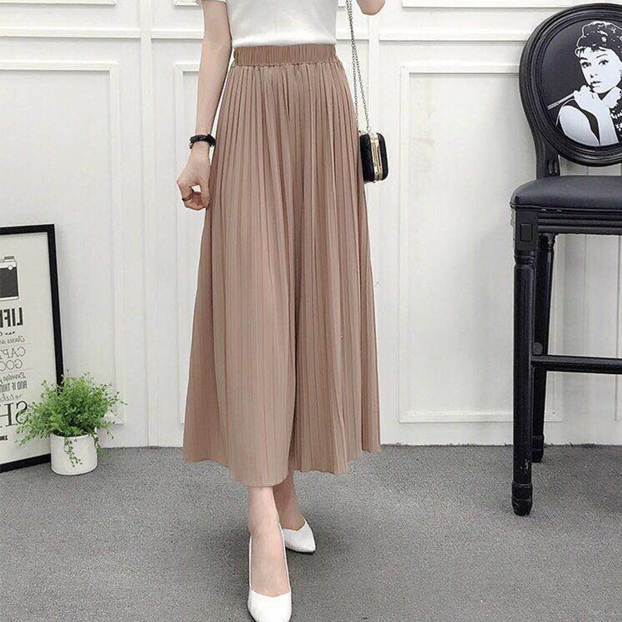 Summer Pleated Wide Leg Pants Thin Women's Eight Quarter Hakama
