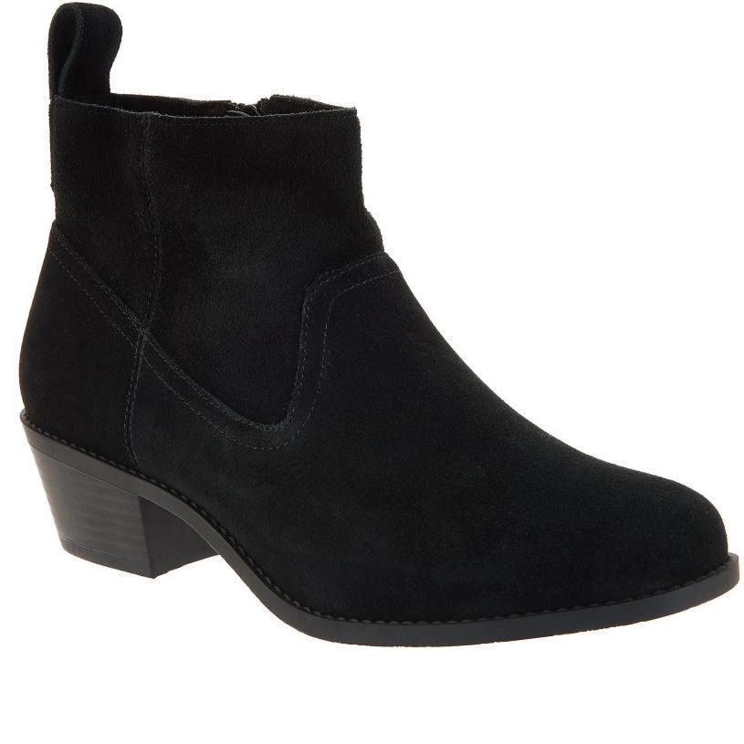 British Style Martin Boots Thick Mid heel Nubuck Leather Women's Shoes Black - Shop at LoveMi