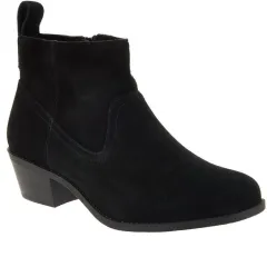 British Style Martin Boots Thick Mid-heel Nubuck Leather Women's Shoes - Black - View 1