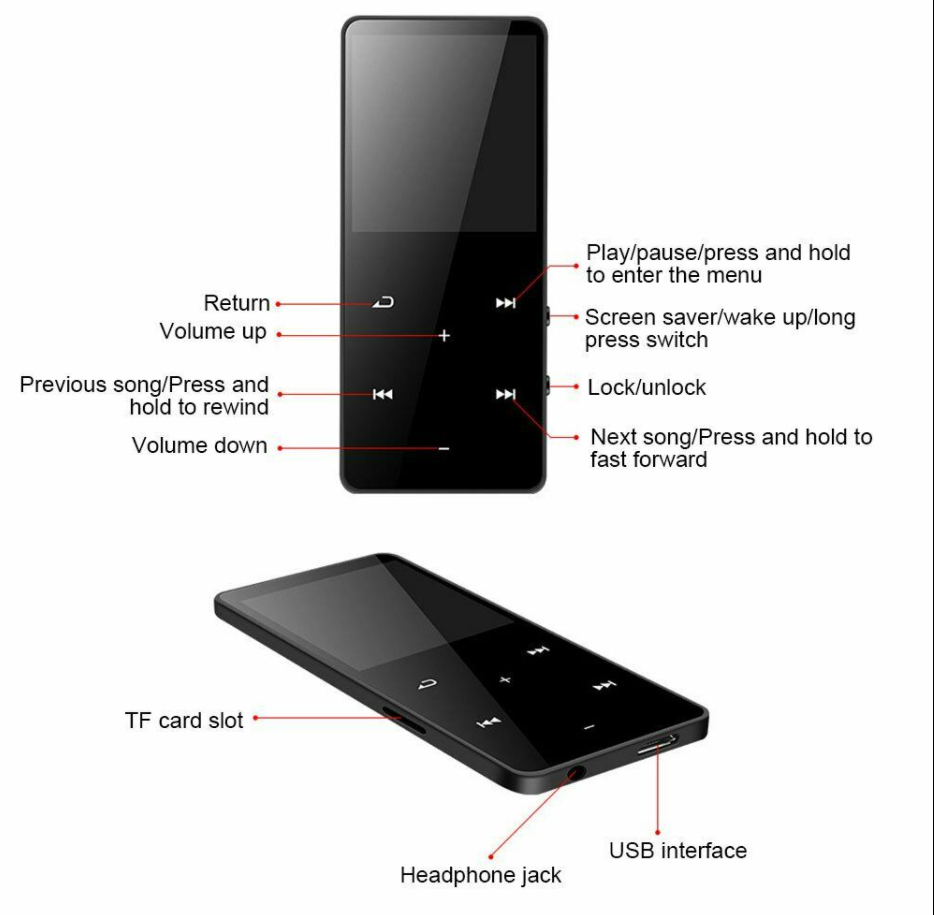 Title 5, Externe Mini Walkman Bluetooth met Touchscreen ...