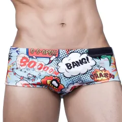 Men's Explosive Print Fashion Boxer Swim Shorts Explosive Version Of Sexy Small Boxer Beach Swim Shorts - Blue - View 1