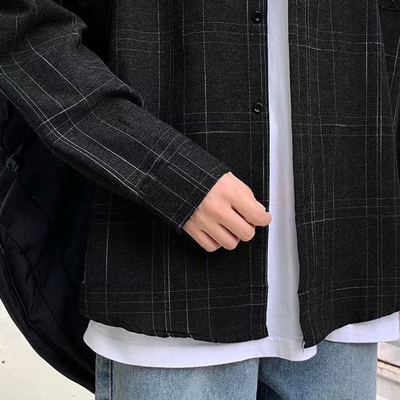 Fashion Casual Men's Long-Sleeved Plaid Shirt