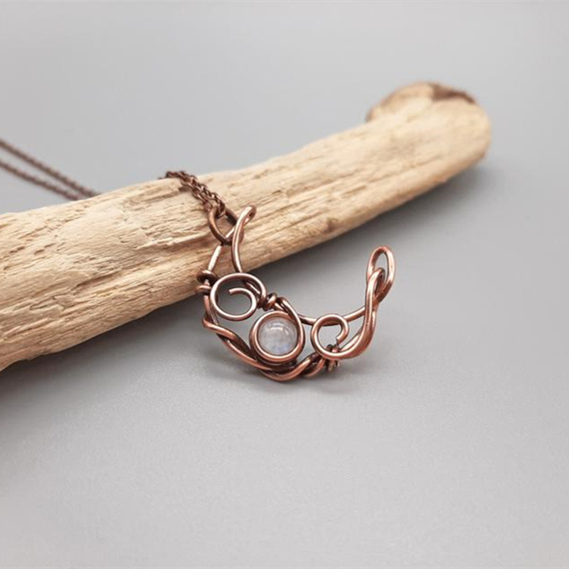 Water Drop Moon Moonstone Pendant Necklace