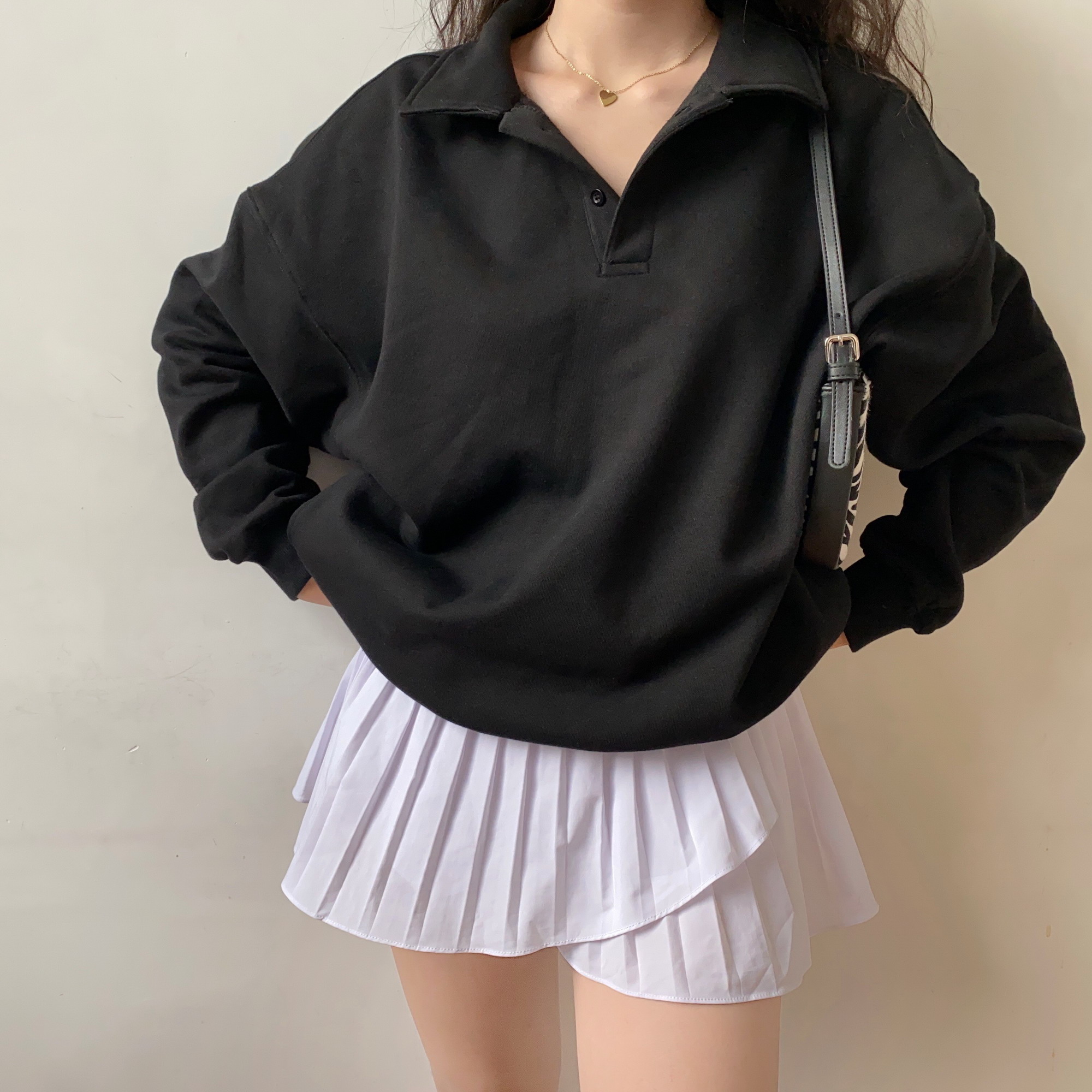 Title 2, Retro Profile Polo Lapel Sweater Women Loose An...