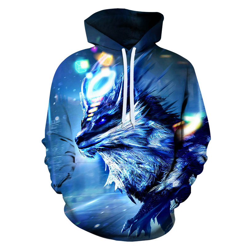 3D Digital Printing Loose Fashion Casual Hooded Sweater