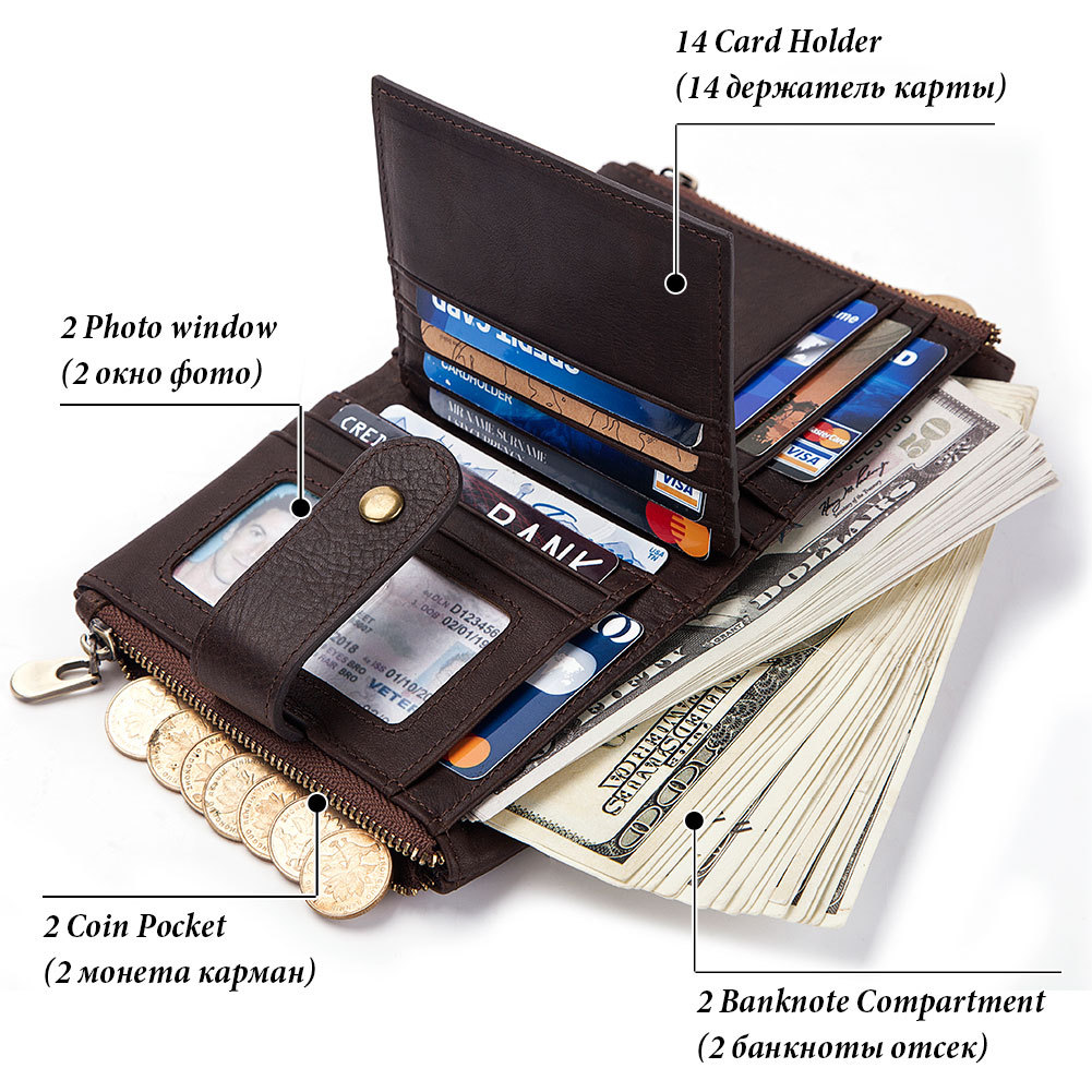 Title 1, Retro-Geldbörse aus Leder mit multifunktionaler...