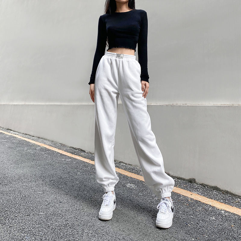 Plus Velvet Thick White All-match Sports Casual Trousers