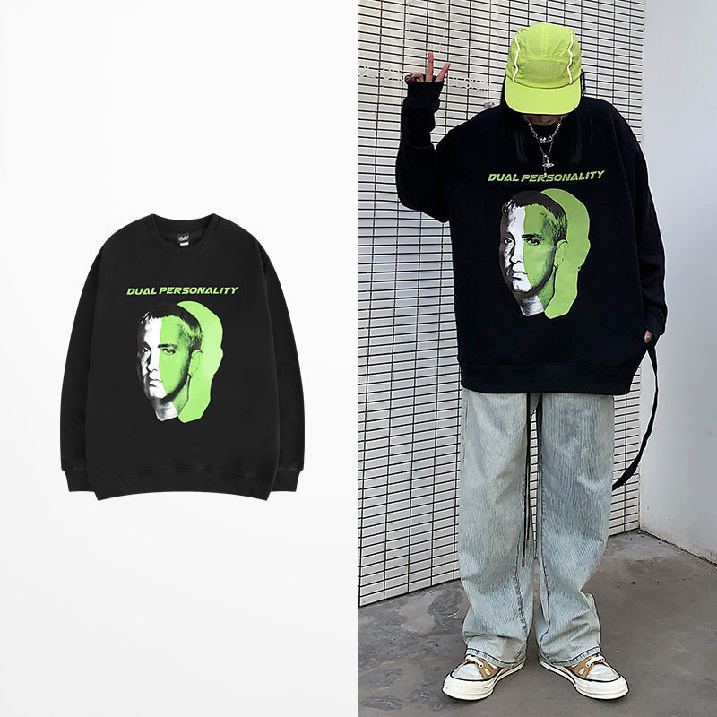 Korean Style Trendy Hip-Hop Round Neck Padded Sweater For Men And Women