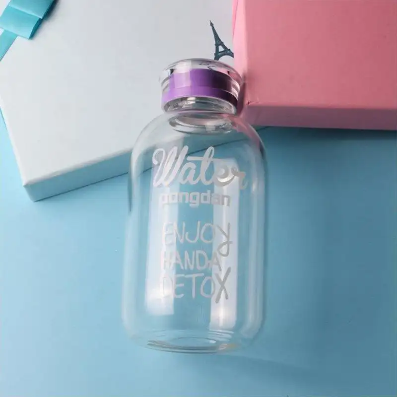 Creative Glass Bottle Water Glass Portable Flower Cup With