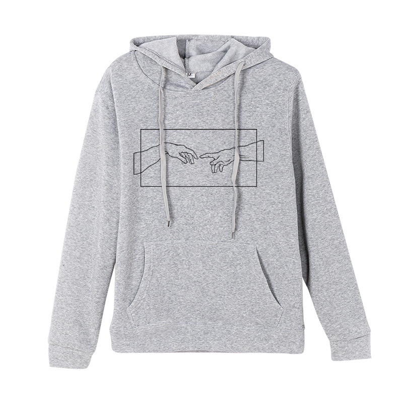 Printed Long-sleeved Top Adam Retro Aesthetic Line Pattern Tide Brand Hooded Sweater