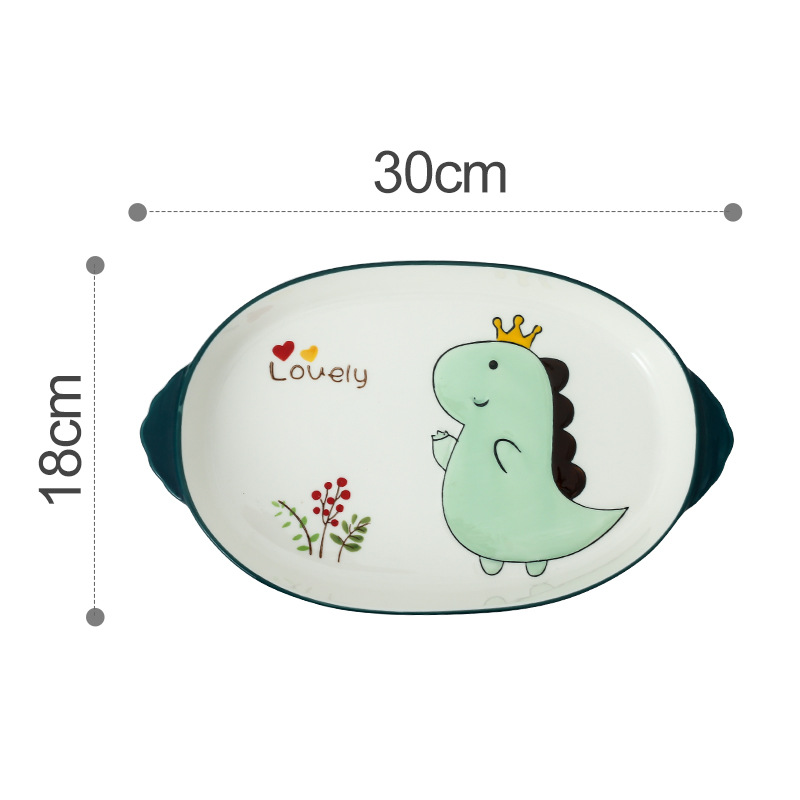 Children Tableware Set Llittle Dinosaur Japanese Cartoon Ceramic Tableware Set Bowl And Plate Set  