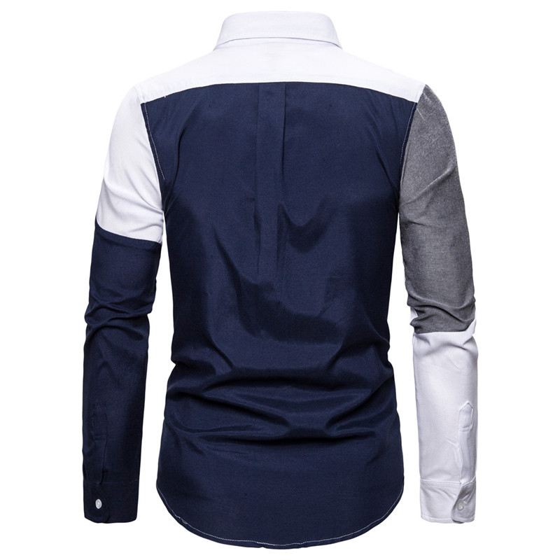 Fashionable Men's Color Block Slim Long Sleeve Shirt