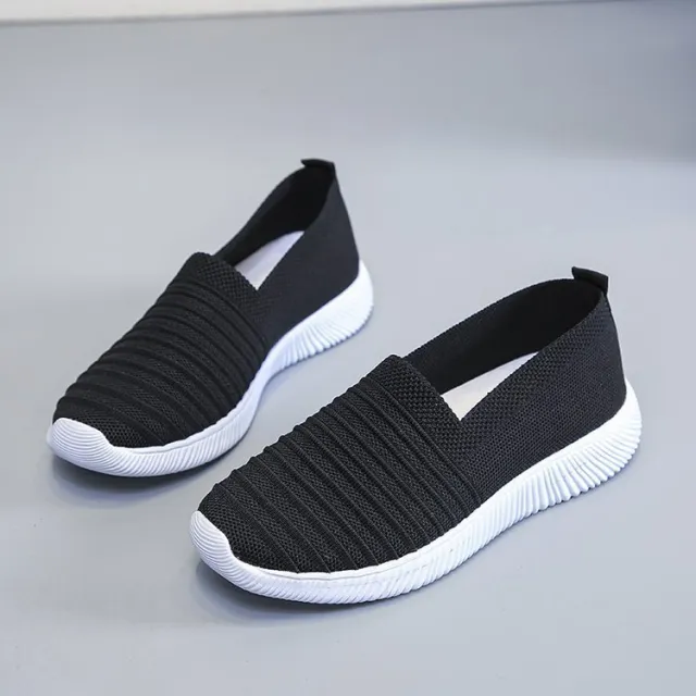 New Trend Korean Fashion Breathable Casual Shoes One Pedal Lazy Shoes Flying Woven Women's Single Shoes Net Shoes Black - Shop at LoveMi