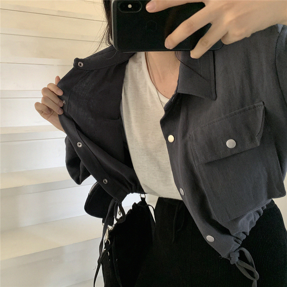 Vintage Lapel Single-breasted Loose Drawstring Coat