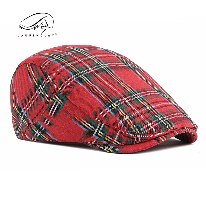 Spring And Summer Beret Ladies Trendy Korean Plaid Hat For Men