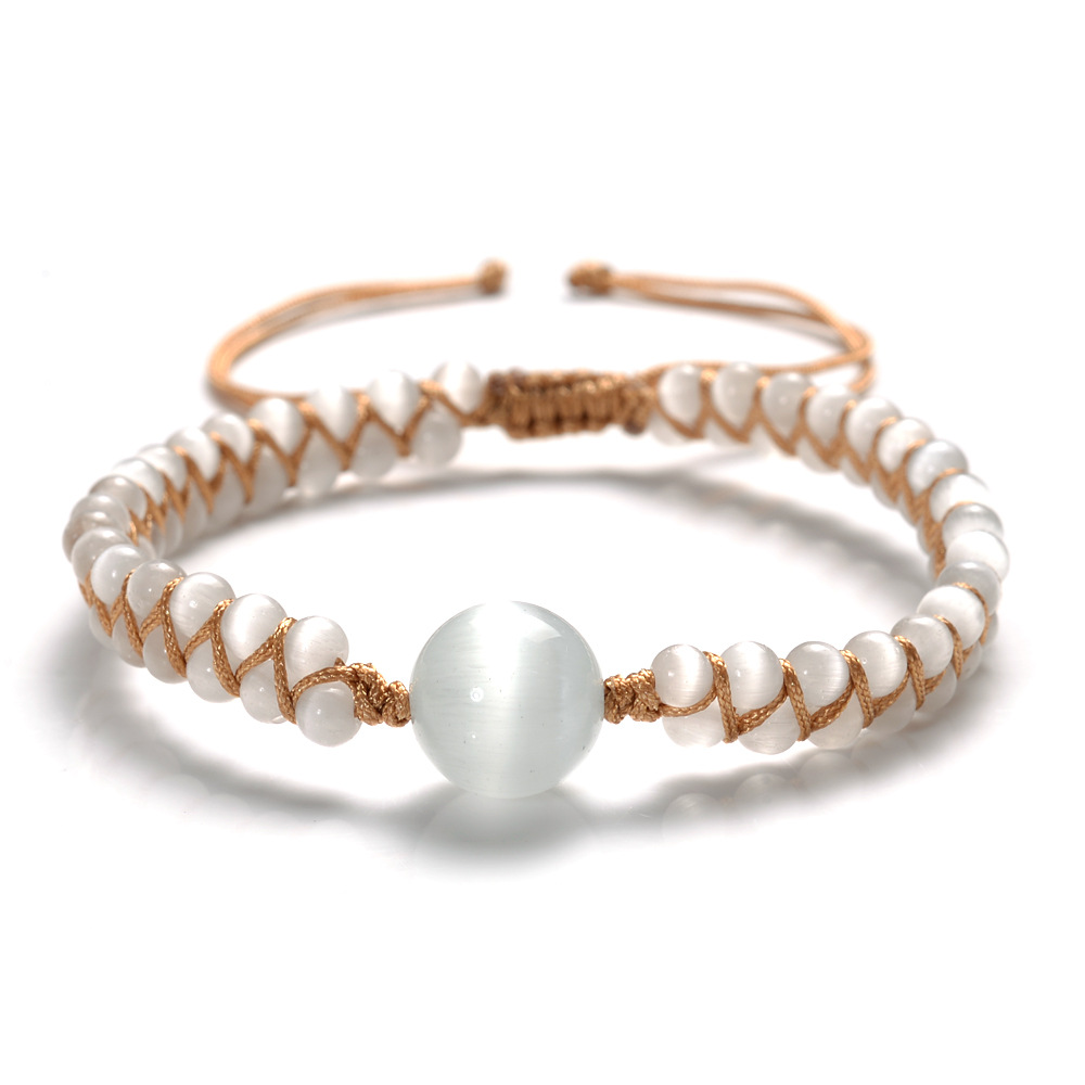 Ladies White Opal Double Braided Bracelet