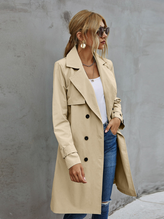 Belted temperament commuter Korean women's trench coat