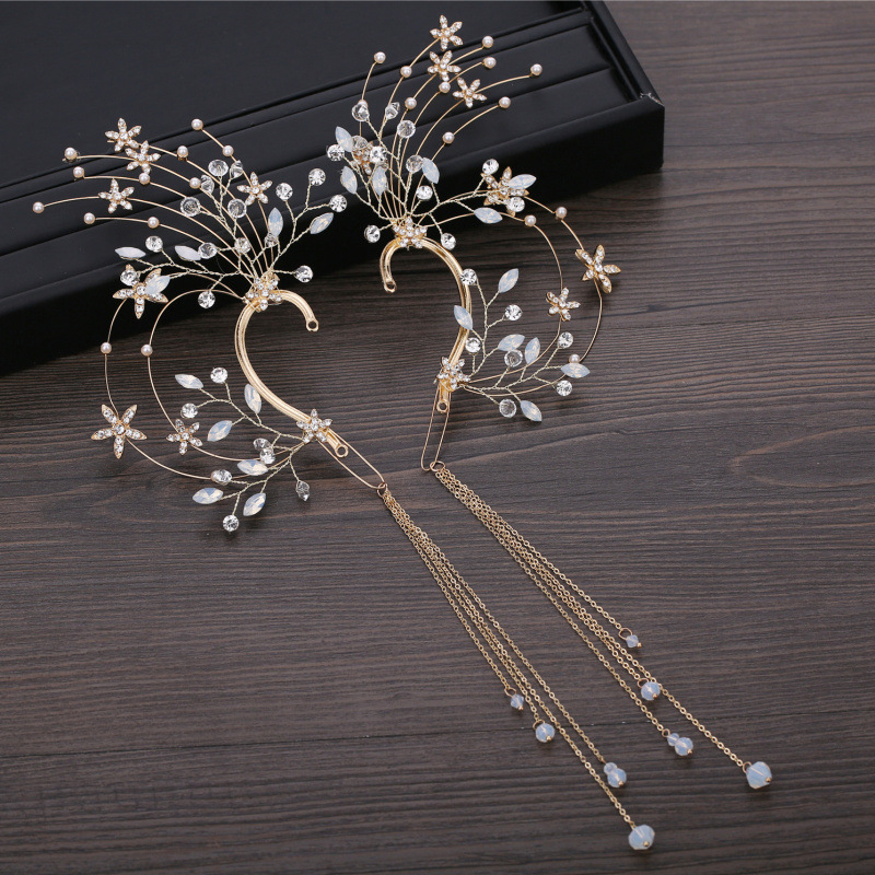 Bridal Headdress Long Fringed Flower Earrings